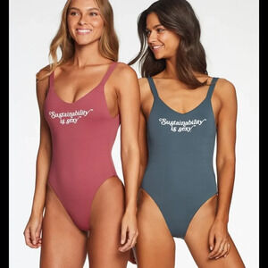 Vitamin A Sustainability is Sexy logo one piece grey Women's Swimsuit Si…